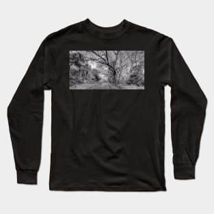 Hairy Man Road - Brushy Creek- Round Rock, Texas - Black and White Long Sleeve T-Shirt